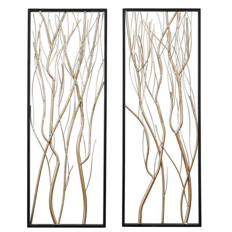 LuxenHome Gold Metal Branch Wall Decor, Set of 2, 1 of 13