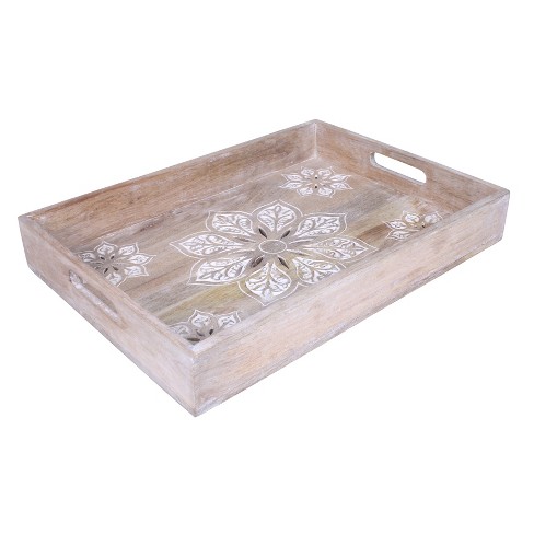 Wooden Serving Tray with Handles, Decor Tray