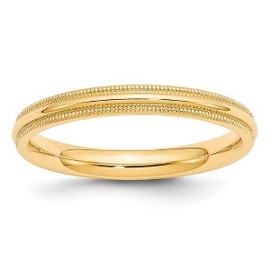 Black Bow Jewelry 3mm 10K White or Yellow Gold Half Round Milgrain Comfort Fit Band - 1 of 4