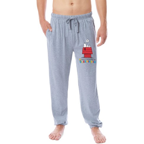 Peanuts Mens' Snoopy Happiness Is Sleeping In Sleep Jogger Pajama Pants  (xl) Grey : Target