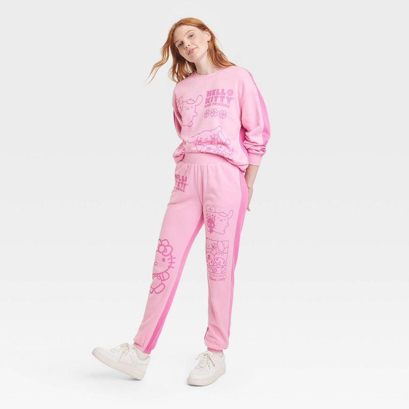 Women's Sanrio Hello Kitty Two-Tone Graphic Jogger Pants - Pink, 3 of 4