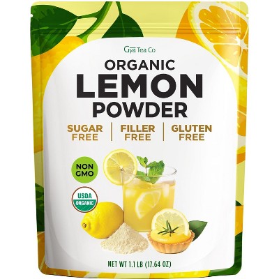 Gya Tea Co Lemon Powder 1.1lb (17.64 Oz) - USDA Organic 100% Fresh Natural Consistent Lemon Taste