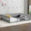 Full Size Upholstered Floor Bed with Guardrail and Pillow - 3 of 4