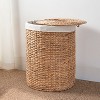 Ludmilla Round Tall Water Hyacinth Woven Wicker Laundry Hamper with Lid - For Clothes, Canvas - 4 of 4
