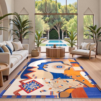 Lahome GST Contemporary Bohemian Abstract Short Pile Velvet Rectangular Indoor Area Rug