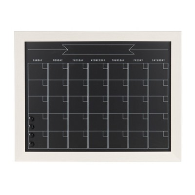 29" x 23" Beatrice Framed Magnetic Chalkboard Calendar White - DesignOvation