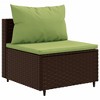 vidaXL Patio Sofa Set with Cushions Lounge Setting Outdoor Furniture Poly Rattan - Brown and Green 4x Corner 5x Middle Table - 4 of 4
