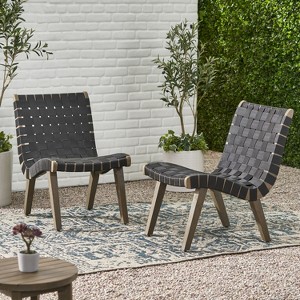 Syemin Patio Accent Chairs Set of 2, Outdoor Chair with Breathable Sling Fabric for Lawn, Garden and Porch, Black, 20.25"*28"*29.75" - 1 of 4