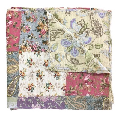 Blooming Prairie Multicolor Cotton Reversible Throw Blanket 50x60"