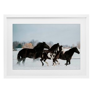 Stupell Industries Winter Herd of Horses Framed Print Under Glass Art - 1 of 4