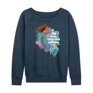 Women's - Disney - The Little Mermaid Lightweight French Terry Wide Neck Long Sleeve Shirt - 1 of 4