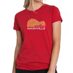LA Pop Art Nashville Guitar - Women's Premium Blend Word Art T-Shirt - 1 of 4
