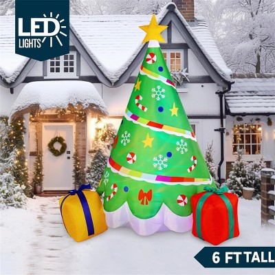 6 FT Green Inflatable Christmas Tree with LED Lights