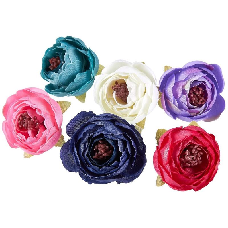 Juvale 60 Pack Small Artificial Peony Flower Heads, Faux Flowers for DIY Crafts, Decorations, 6 Colors, 1.6 In, 5 of 7