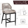 Woven Outdoor Counter Height Bar Stools Chairs Set of 2, Rattan Garden Counter Stools with Aluminum Frame with Backrest for Kitchen, Patio, Garden - 3 of 4