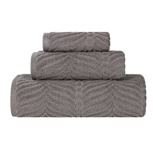 Chevron Zero Twist Cotton Solid and Jacquard Hand Towel Set of 6 by Blue Nile Mills - 1 of 4