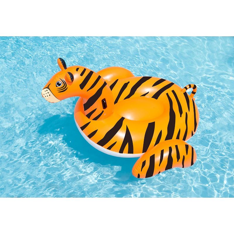 Swimline 90" Water Sports Inflatable Giant Tiger Swimming Pool 2-Person Ride-On Lounger - Orange/Black, 2 of 4