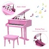 Infans Childs 30 key Toy Grand Baby Piano w/Kids Bench Wood Pink Christmas Gift - 4 of 4