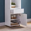 GlasFlength Decorative Storage Cabinets Contemporary Display Cabinet with Three Glass Shelves One Shelves Cabinet with Two Shelves, White, 21"*8"*52" - 3 of 4