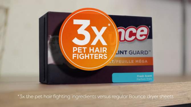 Bounce Pet Hair and Lint Guard Mega Dryer Sheets - Fresh, 2 of 16, play video