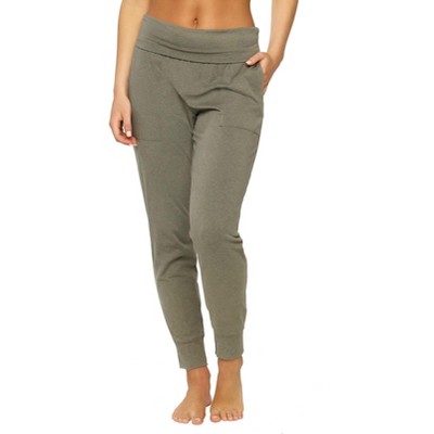 Felina Women's Organic Cotton Stretch Fold-Waist Joggers (Slate, Medium)