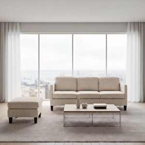 TiramisuBest L-Shaped Corduroy Sofa, Multi-Functional Modern Sofa with Padded Seats, Ideal for Living Rooms and Apartments, Olive Green - 1 of 4