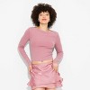 Women's Long Sleeve Ribbed Boat Neck Top - Wild Fable™ - 2 of 4