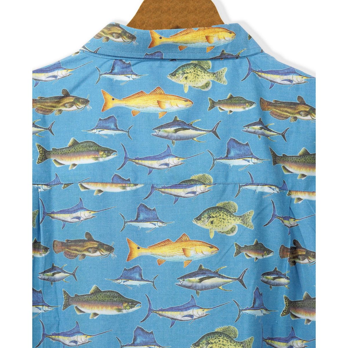 HAPPY BAY Mens Short Sleeve Button Down Casual Beach Shirt XXL Saltwater Fish Blue - thumbnail 6