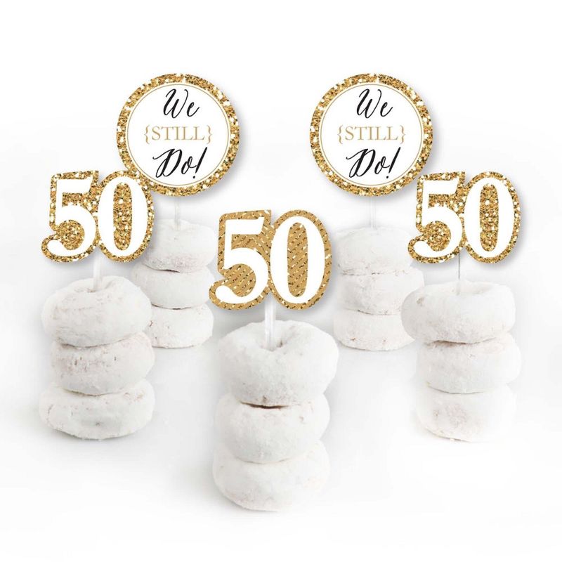 Big Dot of Happiness We Still Do - 50th Wedding Anniversary - Dessert Cupcake Toppers - Anniversary Party Clear Treat Picks - Set of 24, 2 of 8