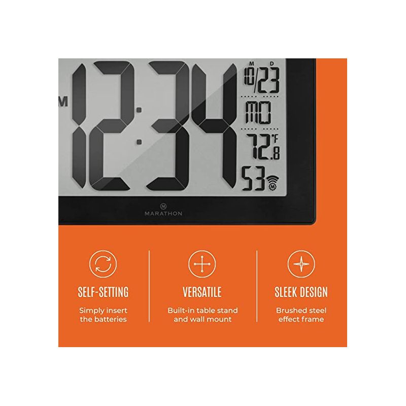 Marathon Atomic 9 Inch Wall Clock Stainless Steel Finish With Stand & 8 Time Zones, 3 of 7
