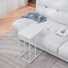 Slickblue C Shaped Sofa Side Table, White MDF Top with Iron Frame, Portable Snack Table for Bedroom Office - 3 of 4