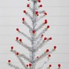 Nearly Natural 4' Artificial Retro Silver Tinsel Christmas Tree with 50 Red Mini Ornament Balls and Wooden Base - 3 of 4