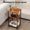 Sevobal Coffee Tables 3 Layer Adjustable Height Storage Shelf Bedside Table Freestanding for Living Room Bedroom Office, Brown, 17.4"*12"*31" - 4 of 4