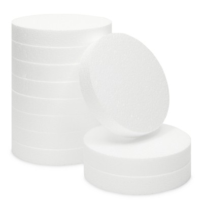 Juvale 12 Pack Foam Circles for Crafts, Cake Dummies, DIY Projects, White, 6x6x1 in