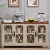 Elegant 59.45" 4-Door Antique Cabinet with Tempered Glass Doors, for Dining, Living Room, Hallway - 4 of 4