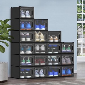 18Pcs Shoe Box Storage Organizer Foldable Sneaker Container Transparent For Entryway, Foyer, Hallway - 1 of 4