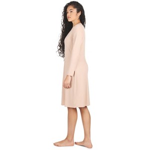 Memoi Women's Bonded Long Sleeve Slip Dress Black S - 1 of 4