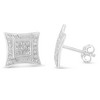 Silver Diamond Accented Four Pointed Star Shaped Halo-Style Stud Earrings - 3 of 4