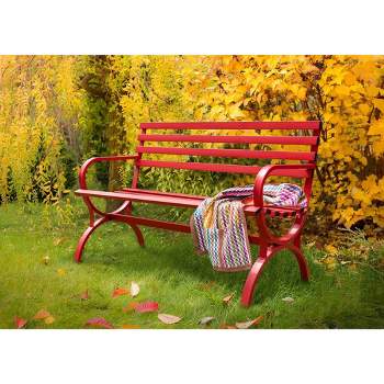 Outdoor Steel Loveseat Bench - Red - Captiva Designs