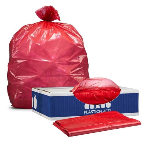 Plasticplace 55-60 Gallon Trash Bags, Red (50 Count)