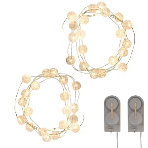 LumaBase Battery-Operated Mini String Light with Crackle Globes - Set of 2 - 1 of 4