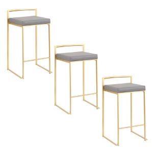 26" Padded Stackable Counter Stool with Metal Frame for Kitchen Island or Home Bar, Contemporary Glam Style, Set of 3 - 1 of 4