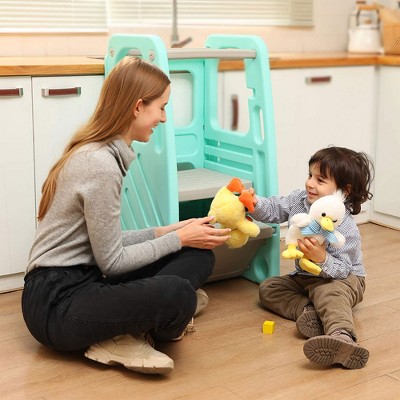 Green Children's Plastic Learning Step Stool with Adjustable Heights