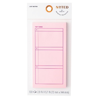 Noted by Post-it 3"x6" Top Three List Sticky Notes 100ct