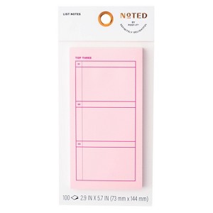 Noted by Post-it 3"x6" Top Three List Sticky Notes 100ct - 1 of 2