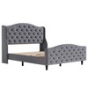 homfan Bed Frame, Linen Upholstered Bed Frame with Headboard Footboard, Modern Button Tufted and Rivets Decor, Wooden Slat Support, Noise Free - 3 of 4