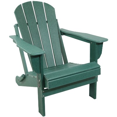 Sunnydaze Portable, Foldable, Outdoor Adirondack Chair - All-Weather Design - 300-Pound Capacity - 34.5”H - Green