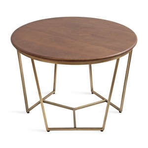 Kate and Laurel Solvay Round Wood Coffee Table, 26x26x18, Walnut Brown - 1 of 4