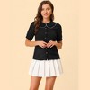 INSPIRE CHIC Women's Peter Pan Collar Contrast Color Trim Gingham Button Up Shirt - 3 of 4