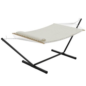 2 Person Standing Hammocks with Space Saving Steel Stand Included, Double Hammock with PP Cotton Pad and Pillow - 1 of 4